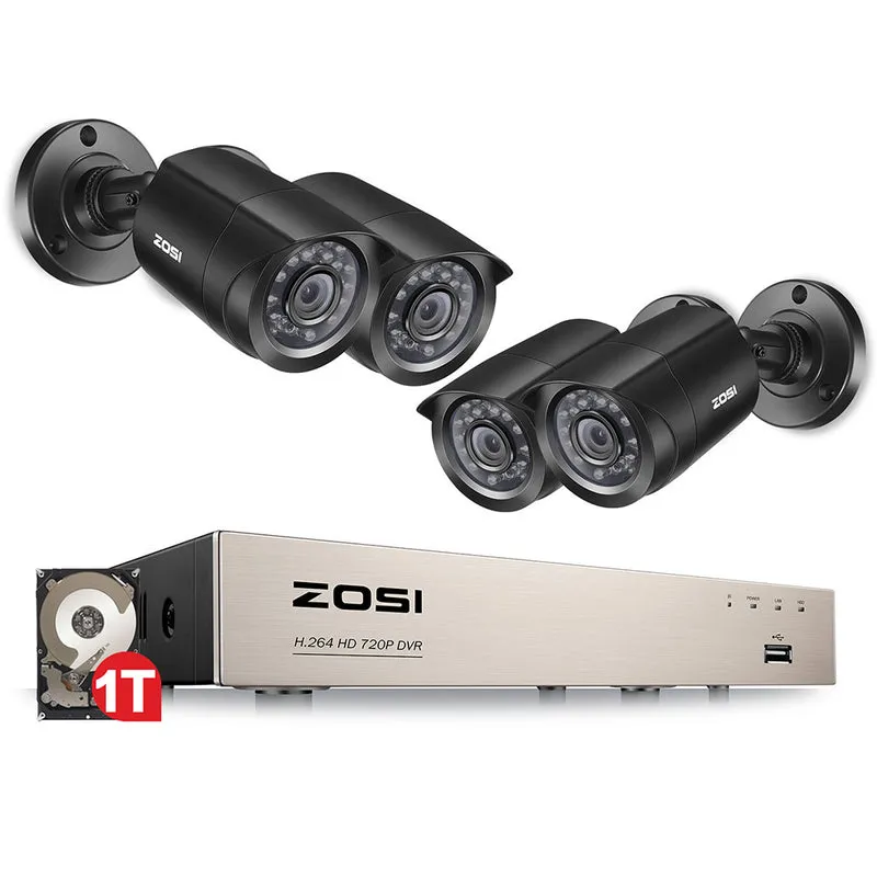 1TB 8CH 1280TVL Weatherproof Surveillance System