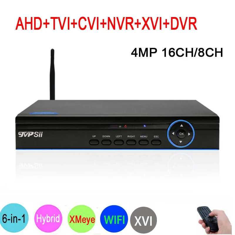 Hi3531A H264+ 4MP 16CH/8CH 6 in 1 Hybrid Surveillance Blue Panel
