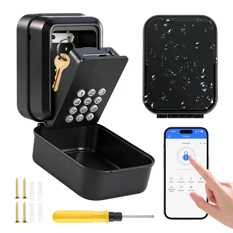 Boite a Clefs Securisee Exterieur, Connectée Bluetooth pour Airbnb, Maison, Usine, Garage