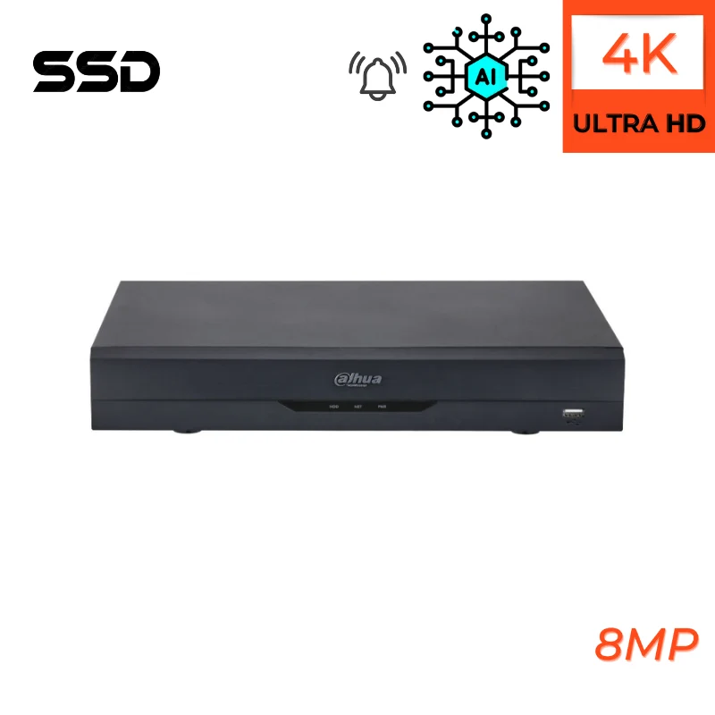 Enregistreur de vidéosurveillance DAHUA 4 canaux analogique très haute définition 8MP avec SSD 1TO et sortie d'alarme