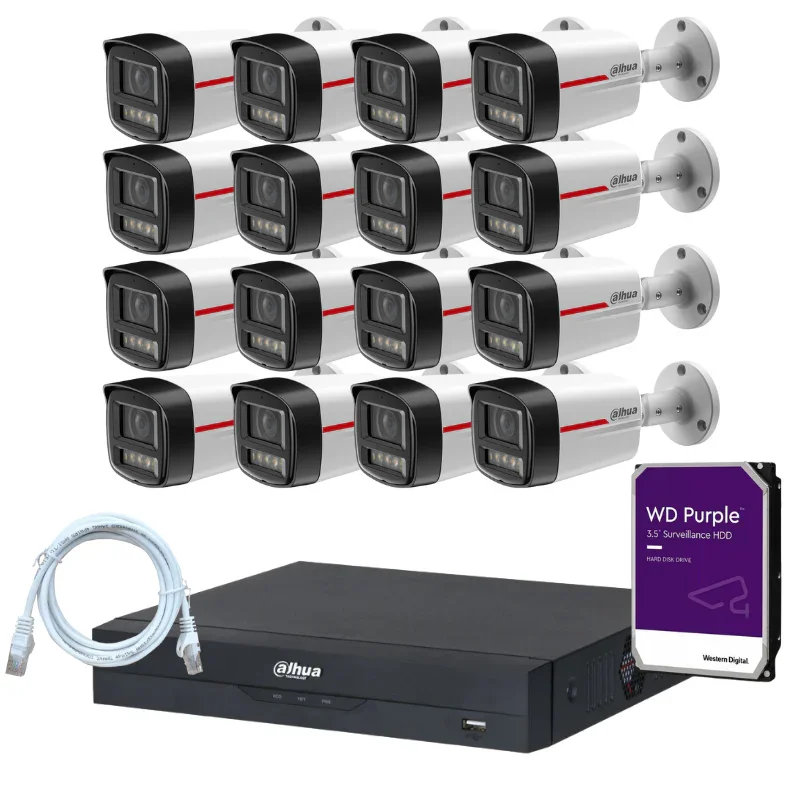 Kit de 16 caméras de surveillance extérieure DAHUA - Série WizColor