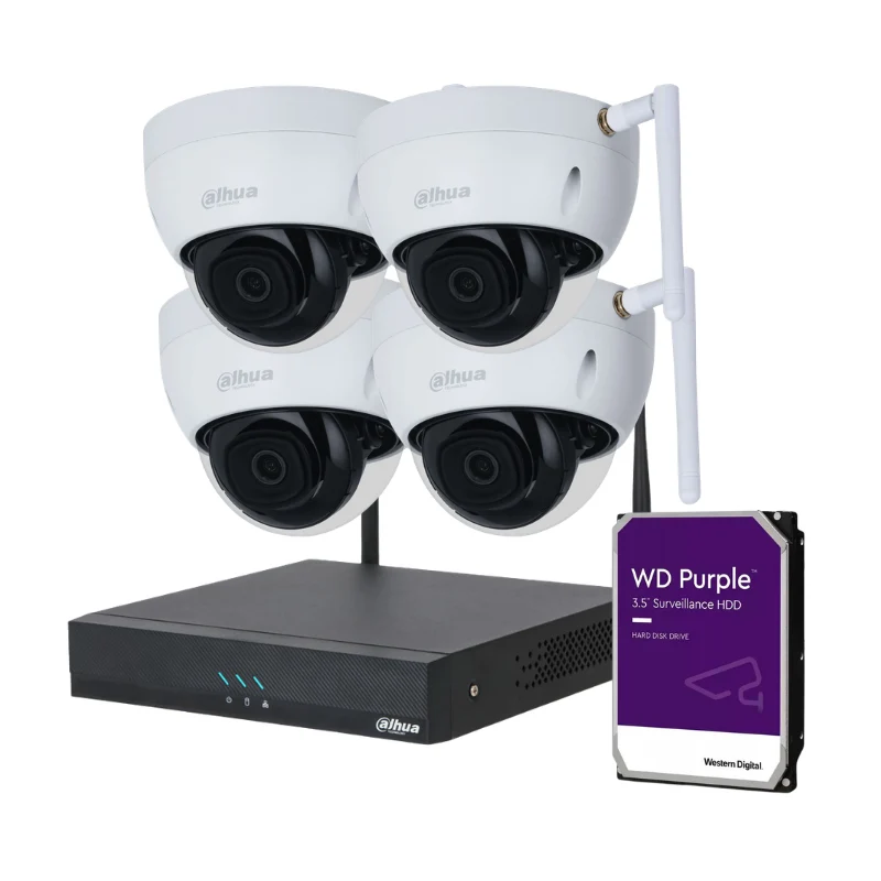 Kit de 4 caméras de surveillance DAHUA Anti-Vandalisme - WiFi sans fil