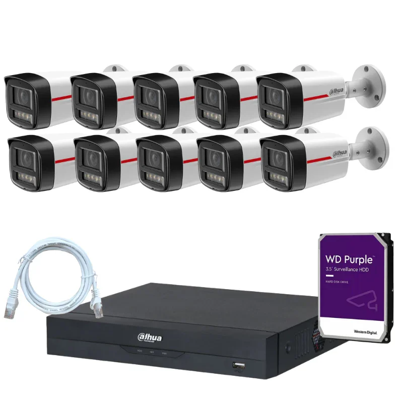Kit de 10 caméras de surveillance extérieure DAHUA - Série WizColor