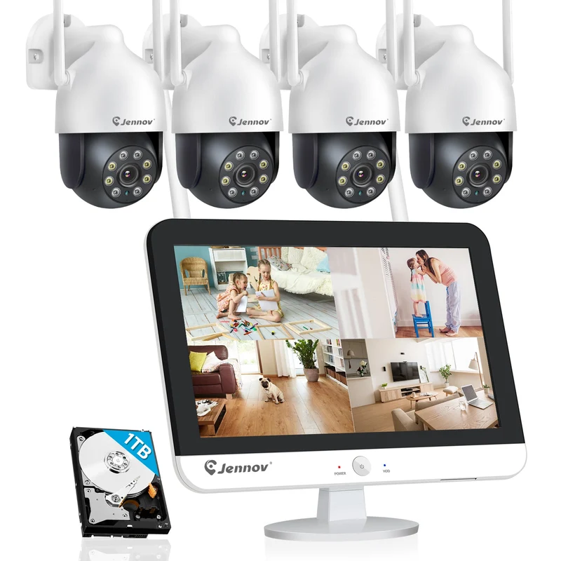 Jennov P31 Wireless Security Camera System with V16 12-Inch Video Recorder