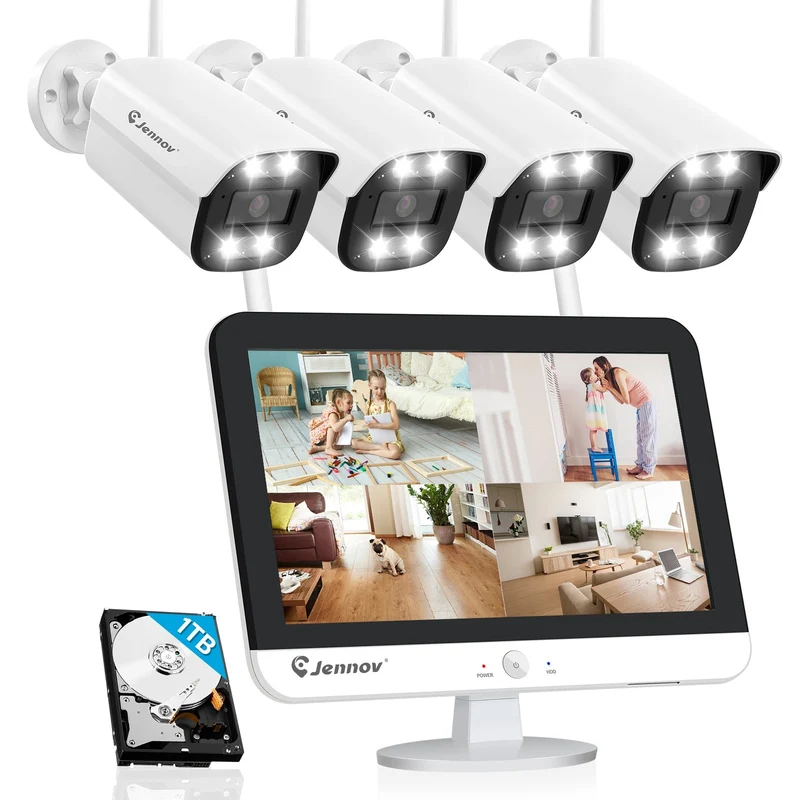 Jennov Wireless Security Camera System for Home Monitoring with 4 A95 Bullet camera