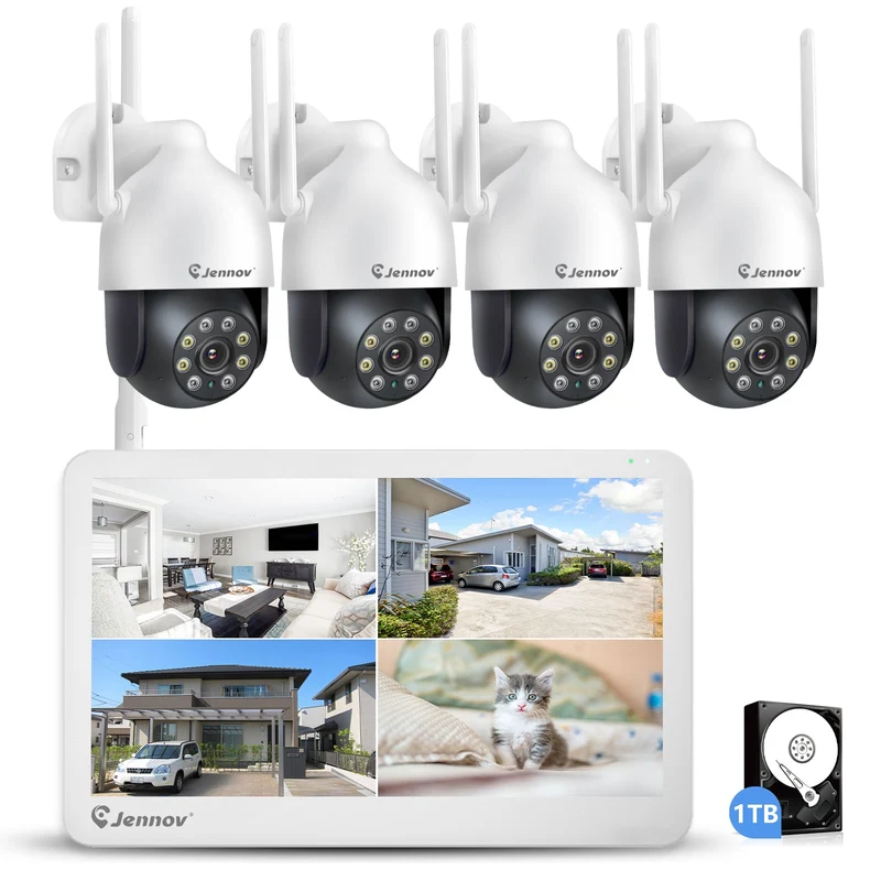 Jennov Wireless Outdoor PTZ Security Camera System Auto Tracking with 1TB HDD, 10 Channel