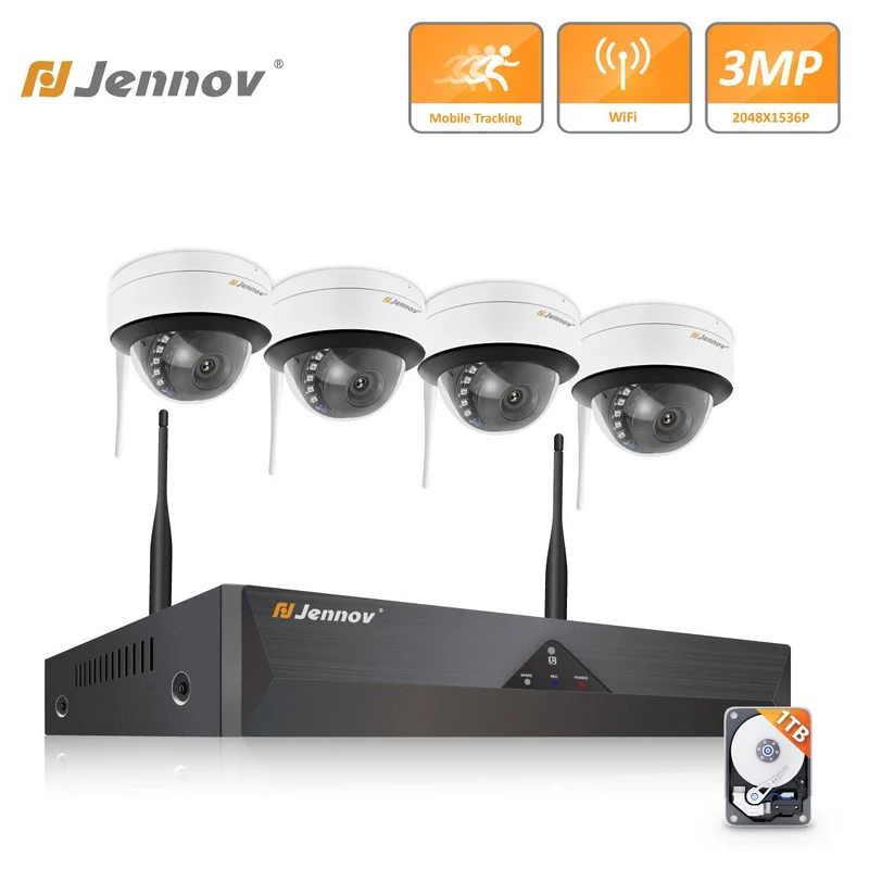 Wireless Security Camera System with Human Detection, Night Vision & NVR Kits, NO PTZ