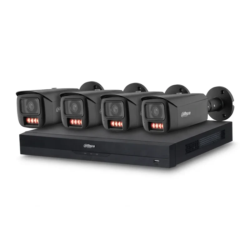 8-Kanaals Dahua AI-Bewaking Pakket met 4x Full-color Varifocale Bullet-Camera's | 8MP | Kleur zwart