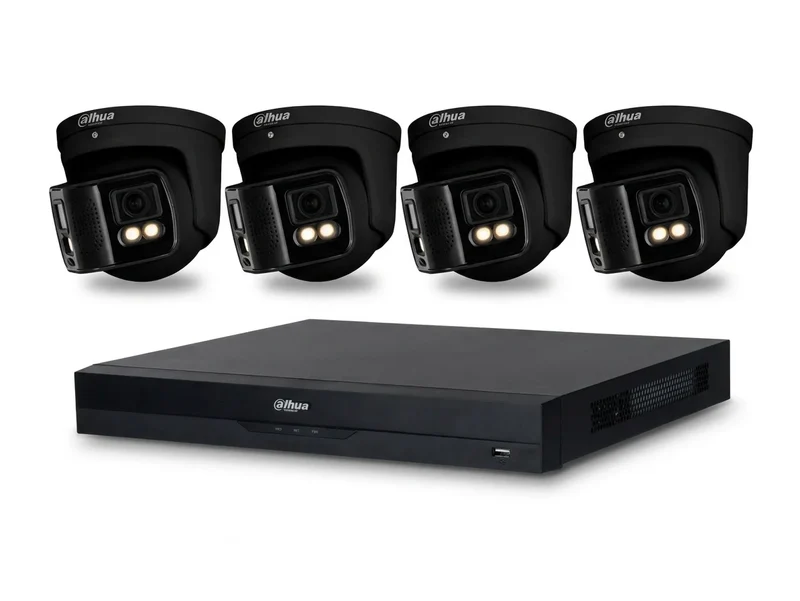 8-Kanaals Dahua AI-Bewaking Pakket met 4x Full-color 180°-Camera's | 8MP | Kleur zwart
