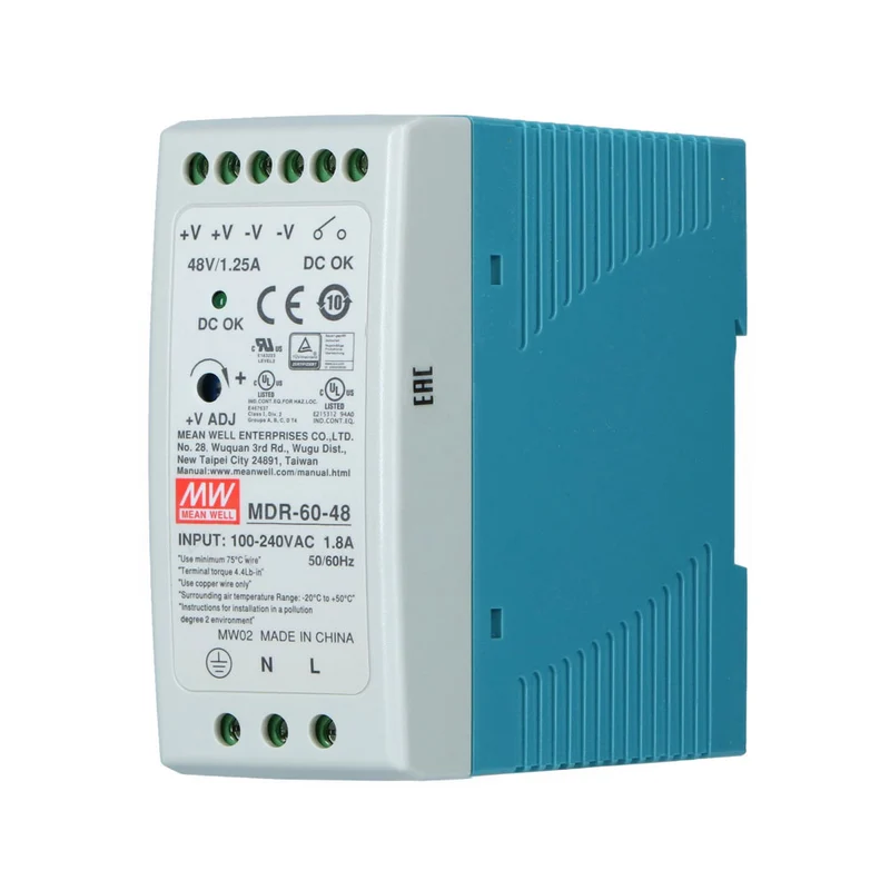 Alimentation industrielle sur rail DIN à sortie unique 60 W