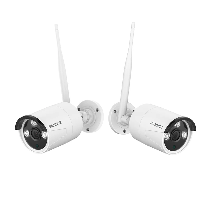 Caméra de sécurité sans fil 8 MP, 2 caméras IP Wi-Fi pour NVR SANNCE N98WHG, détection de présence et alertes de mouvement intelligentes, vision nocturne jusqu'à 30 m, audio bidirectionnel, compatible avec Alexa