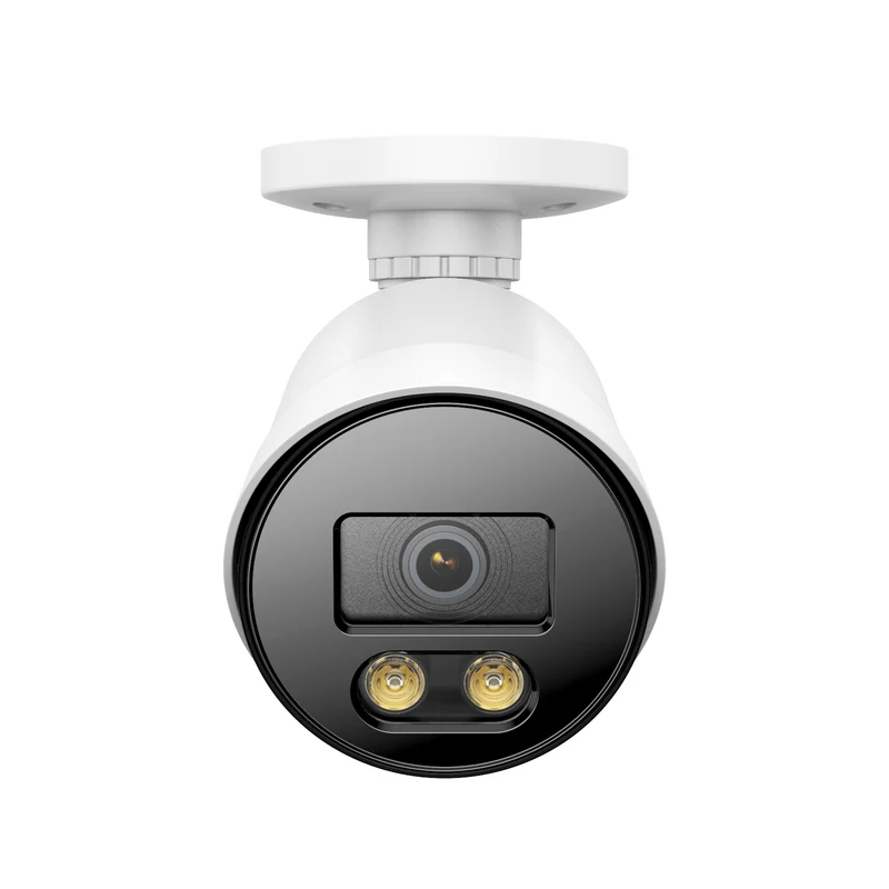 Paquet de 4 Caméra de sécurité filaire TVI 1080P avec vision nocturne en couleurs, 2 lumières chaudes, IP66 pour l'intérieur et l'extérieur, vision nocturne en couleurs de 100 pieds, pas d'alimentation électrique
