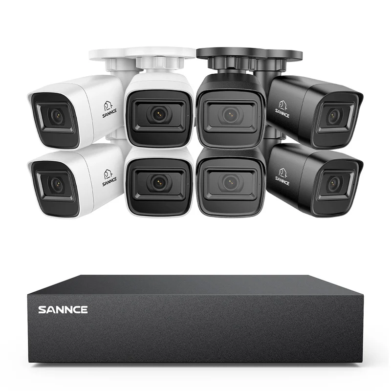 Système DVR filaire de sécurité 5MP à 8 canaux avec 8 caméras Bullet CCTV extérieures 2MP, détection intelligente des personnes, des véhicules et des mouvements