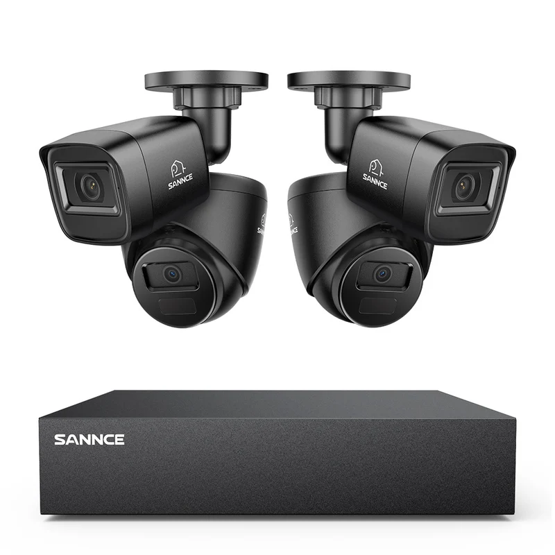 Système DVR filaire de sécurité 5MP à 8 canaux avec 4 caméras CCTV extérieures 2MP, détection intelligente des personnes, des véhicules et des mouvements