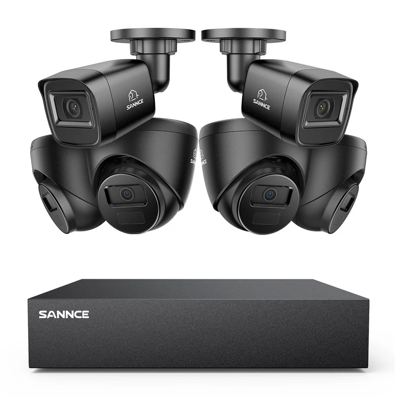 8 Canaux 5MP Système de Caméra de Sécurité Filaire - DVR Hybride, 6 Caméras 2MP, Intérieur & Extérieur, Détection Intelligente de Mouvement, Accès à Distance