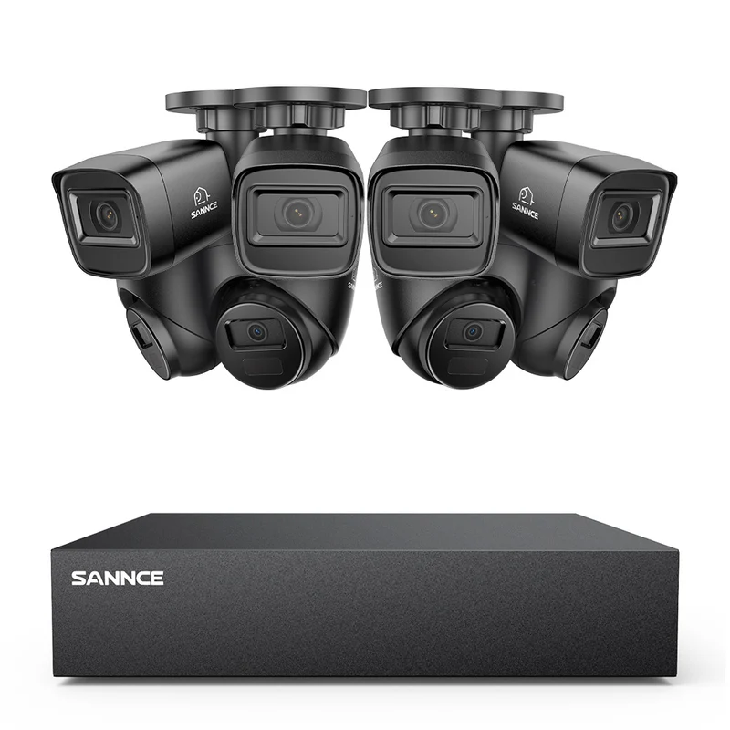 Système DVR filaire de sécurité 5MP à 8 canaux avec 8 caméras CCTV extérieures 2MP, détection intelligente des personnes, des véhicules et des mouvements