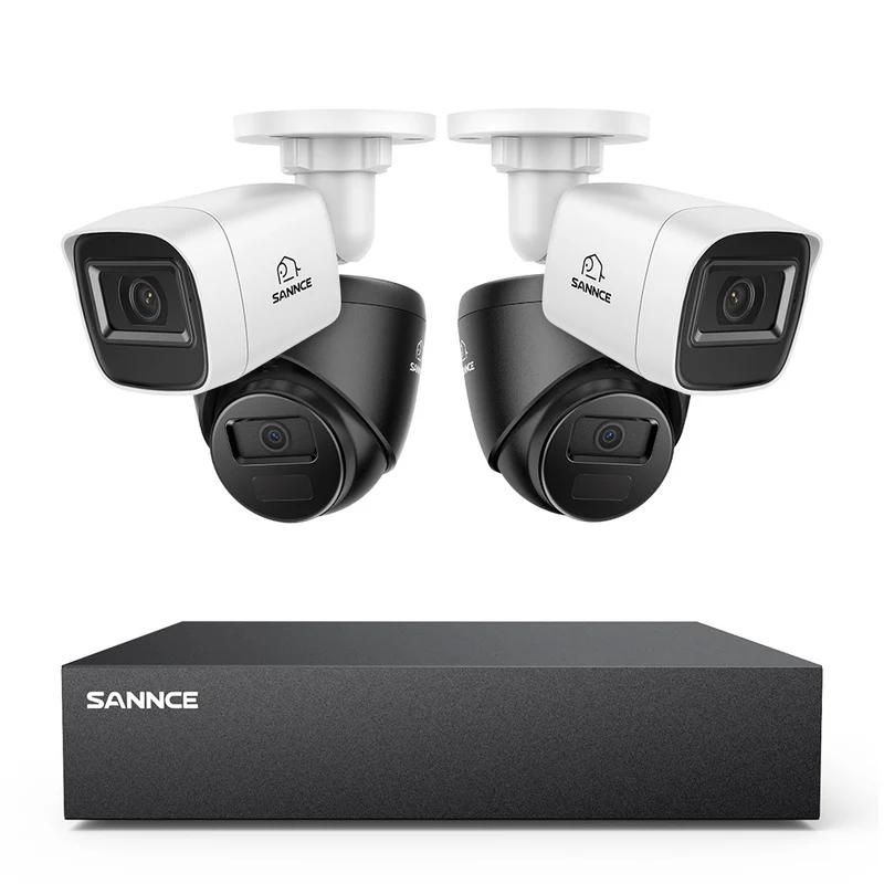 Système DVR filaire de sécurité 5MP à 8 canaux avec 4 caméras CCTV extérieures 2MP, détection intelligente des personnes, des véhicules et des mouvements