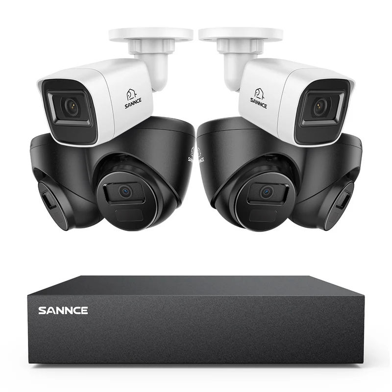 8 Canaux 5MP Système de Caméra de Sécurité Filaire - DVR Hybride, 6 Caméras 2MP, Intérieur & Extérieur, Détection Intelligente de Mouvement, Accès à Distance