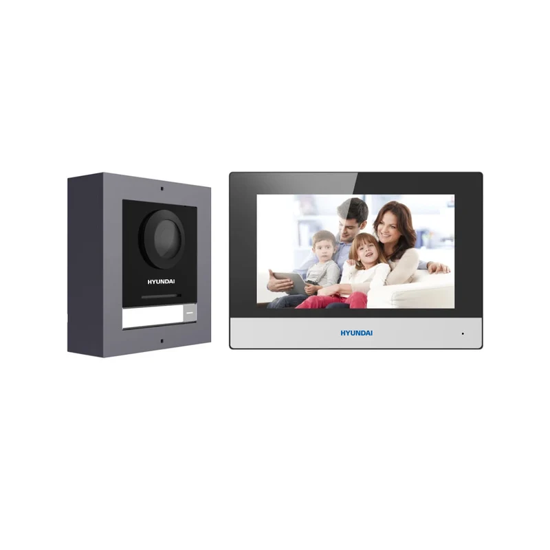 Kit portier vidéo IP, 1 poste DS-KD8003-IME1, 1 moniteur DS-KH6320-WTE1, 1 switch carte PoE