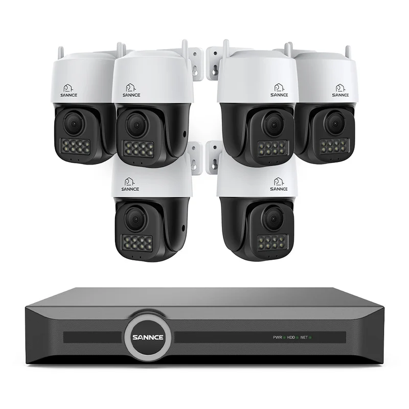 5MP 8 Channel PoE Security System, 6MP NVR + PT IP Cameras, S+265., AI Human & Vehicle Detection, Smart Playback, Smart Notification with Image Attached
