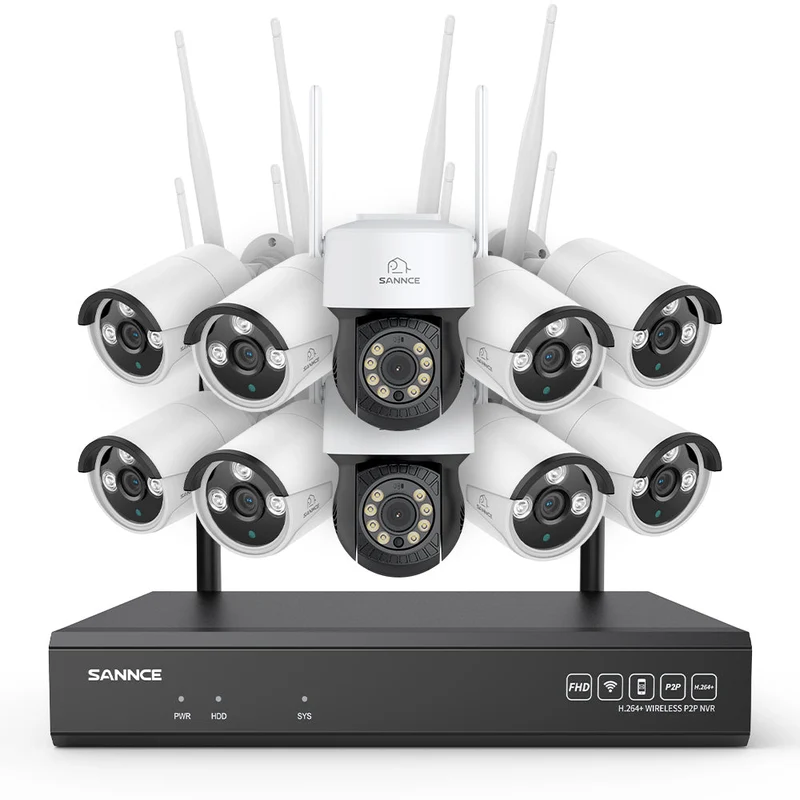 Système de vidéosurveillance sans fil 3MP à 16 canaux avec caméras PT et Bullet, NVR 8MP, caméra IP WiFi 3MP, audio bidirectionnel, étanchéité IP66, détection intelligente des personnes par IA, compatible avec Alexa