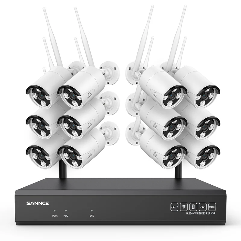 Système de caméra de sécurité sans fil 4K 16 canaux, NVR 8MP, caméra IP WiFi 8MP, audio bidirectionnel, étanchéité IP66, détection humaine intelligente AI, fonctionne avec Alexa