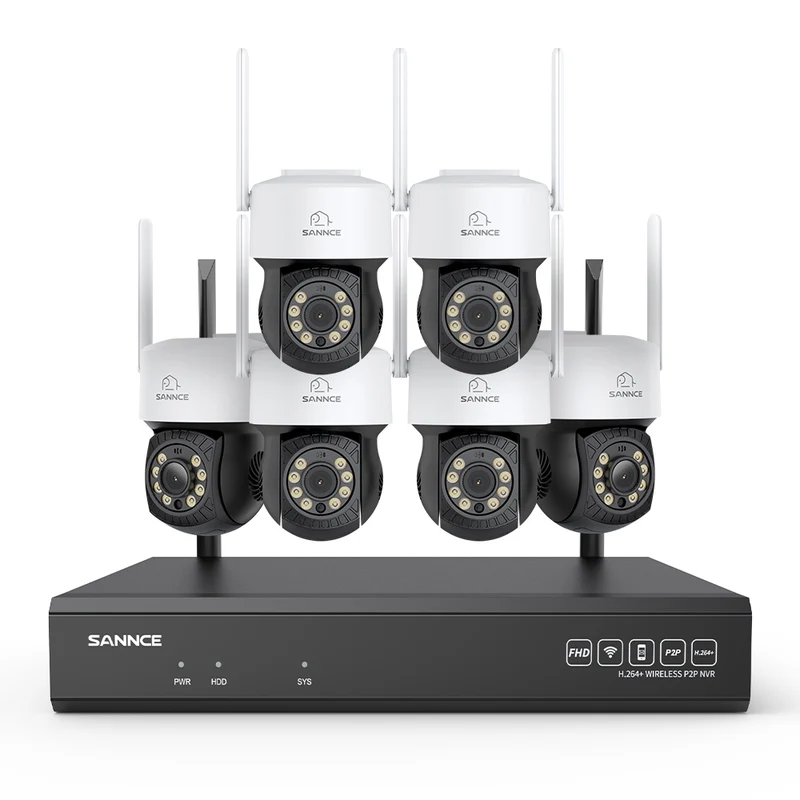Système de caméras de surveillance CCTV PT sans fil 3MP à 16 canaux avec NVR 8MP, 6 caméras IP Wi-Fi 3MP motorisées, enregistrement audio, détection humaine par IA, compatible Alexa