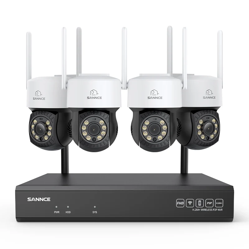 Système de caméras de surveillance CCTV PT sans fil 5MP à 16 canaux avec NVR 8MP, 4 caméras IP Wi-Fi 5MP motorisées (Pan & Tilt), enregistrement audio, détection humaine par IA, compatible avec Alexa