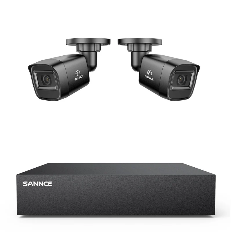 Système DVR filaire de sécurité 5MP à 8 canaux avec 2 caméras Bullet CCTV extérieures 2MP, détection intelligente des personnes, des véhicules et des mouvements