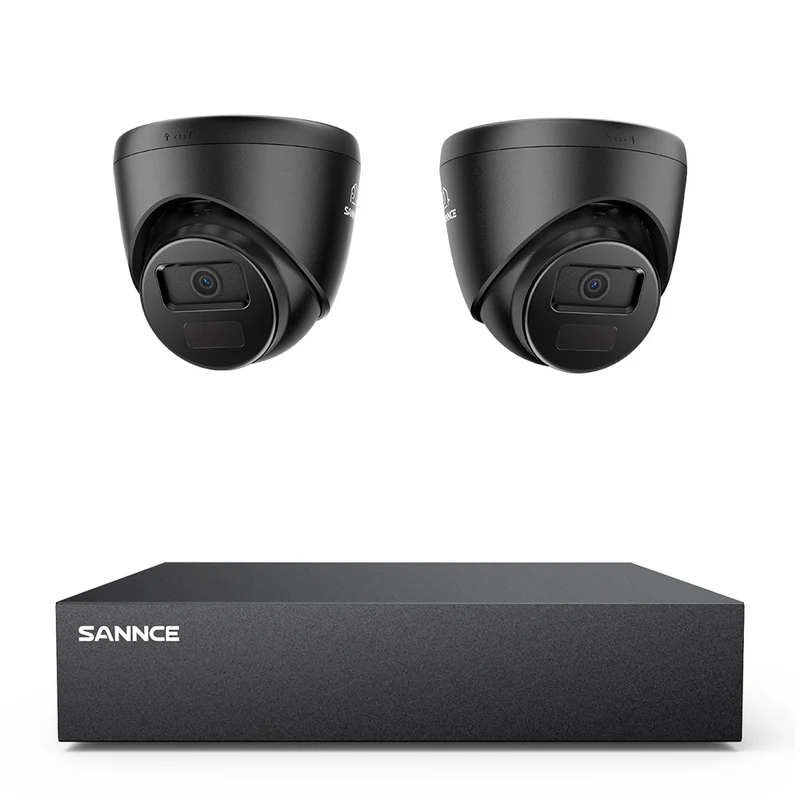 8 Canaux 5MP Système de Caméra de Sécurité Filaire - DVR Hybride, 2 Caméras Turret 2MP, Intérieur & Extérieur, Détection Intelligente de Mouvement, Accès à Distance
