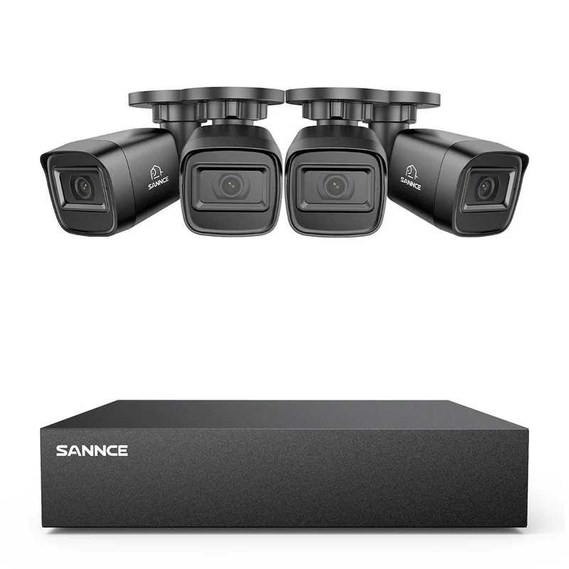 Système DVR filaire de sécurité 5MP à 8 canaux avec 4 caméras Bullet CCTV extérieures 2MP, détection intelligente des personnes, des véhicules et des mouvements