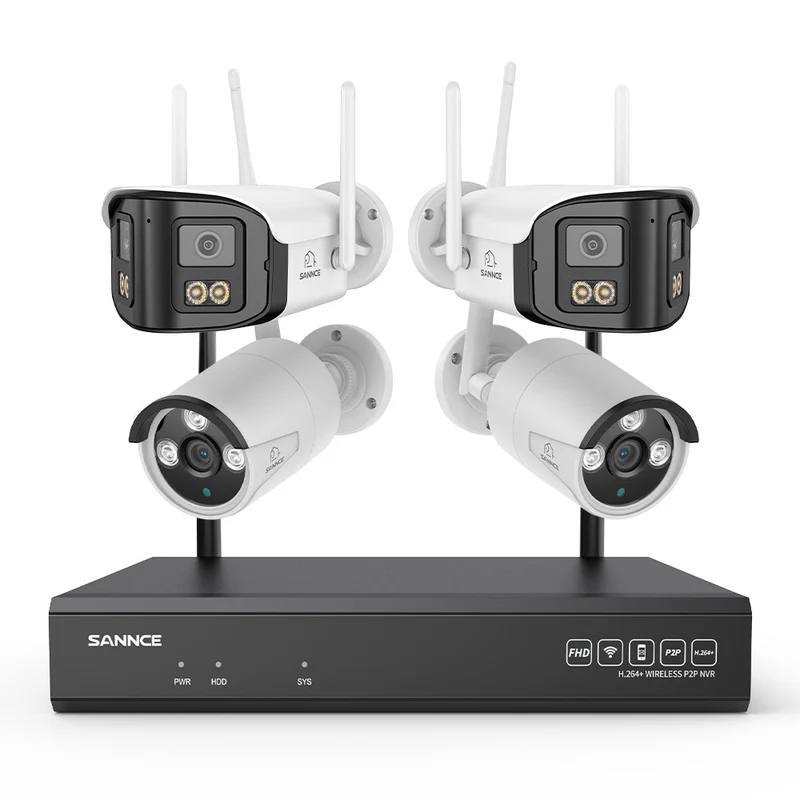 Kit Vidéosurveillance WiFi 5MP, NVR 8MP, 16 Canaux, Caméras IP, Détection IA, Audio, Vision Nocturne, Compatible Alexa (2 Double Objectif 4MP + 2 Caméras 3MP)