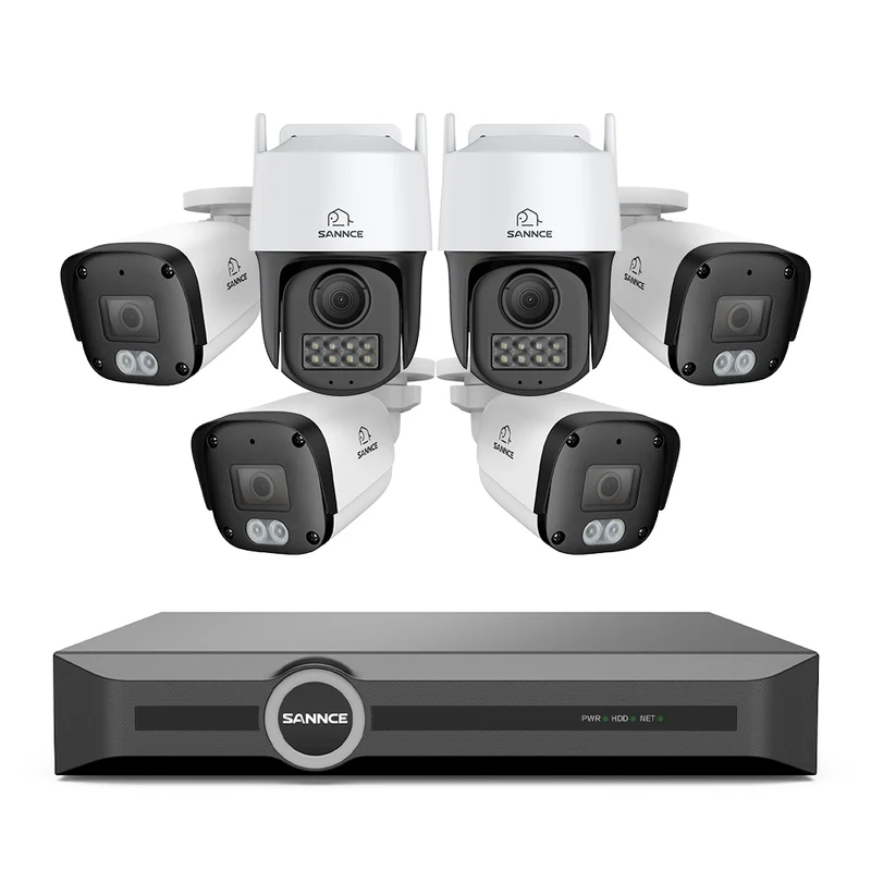 5MP 8 Channel PoE Security System, 6MP NVR + PT IP Cameras, S+265., AI Human & Vehicle Detection, Smart Playback, Smart Notification with Image Attached