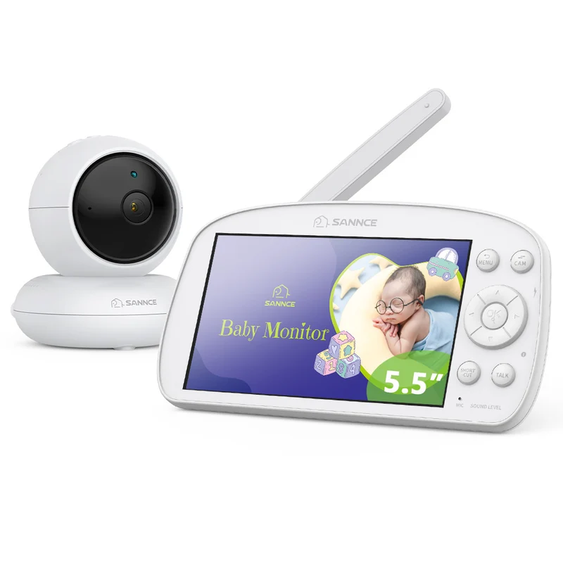 Certifié Rénové SANNCE 1080p Moniteur pour Bébé Vidéo Avancé, Écran LCD 5,5 pouces avec Baby Monitor HD 1920x1080p