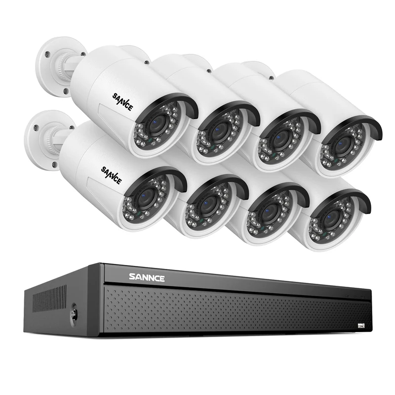 16 canaux 3MP PoE Système de caméras de sécurité , 4K NVR & 5MP caméras IP PoE extérieures , Compatible ONVIF, H.265, enregistrement audio, détection humaine/vehicule