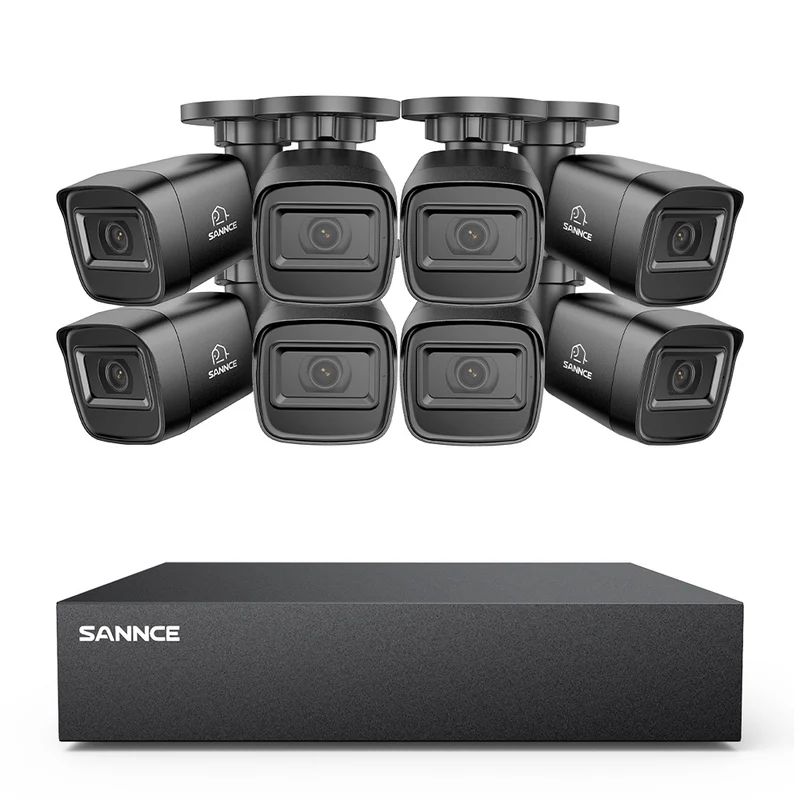 Système DVR filaire de sécurité 5MP à 8 canaux avec 8 caméras Bullet CCTV extérieures 2MP, détection intelligente des personnes, des véhicules et des mouvements