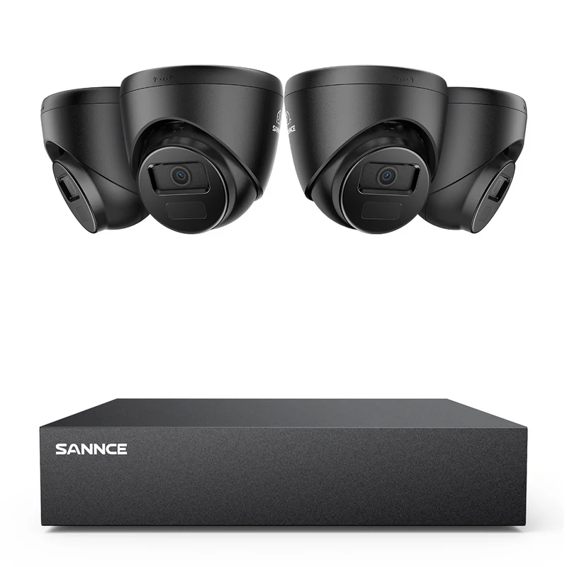 8 Canaux 5MP Système de Caméra de Sécurité Filaire - DVR Hybride, 4 Caméras Turret 2MP, Intérieur & Extérieur, Détection Intelligente de Mouvement, Accès à Distance