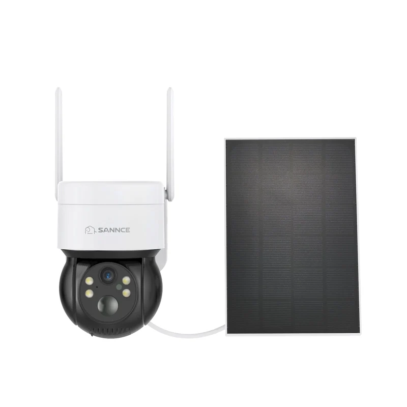 Certifié remis à neuf Caméra IP sans fil Panoramique et Inclinaison 4MP - Alimentation sur Batterie/Solaire, Vision Nocturne Couleur, Audio Bidirectionnel, Compatible avec Alexa, Détection de Forme Humaine par PIR