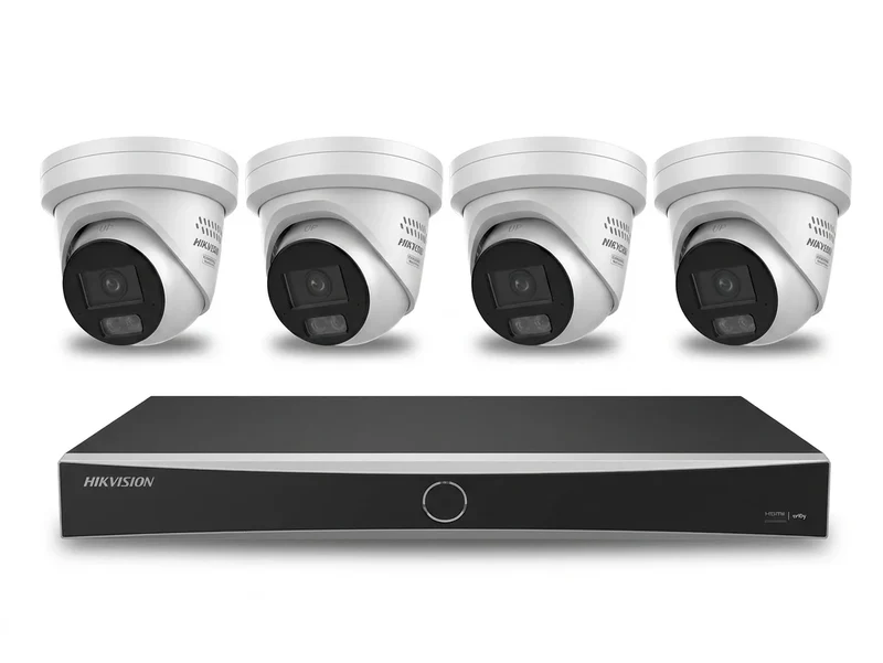 8-Kanaals AcuSense Camera Beveiligingspakket met 1x NVR en 4x 4MP Turret Camera 2.8mm lens | kleur wit | 10% bundel korting