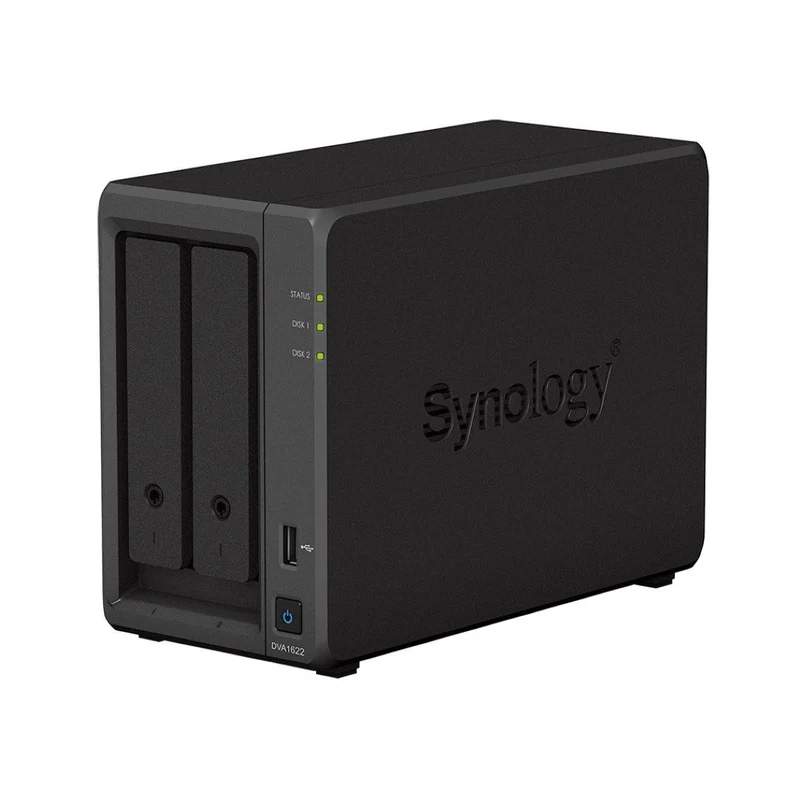 Synology DiskStation DVA1622 | 2-Bay AI NVR | 16 Kanalen | 8 Licenties Inbegrepen | Deep Learning | Gezichtsherkenning | HDMI | Zwart