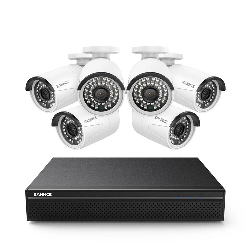 Système de Sécurité Domestique Professionnel - Enregistrement Audio, 4K 8 Canaux NVR PoE Filaire,6 Caméras Bullet CCTV IP 3MP