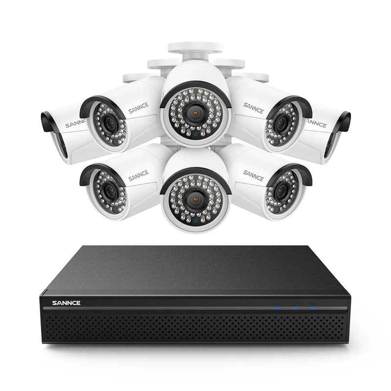 Système de caméras de sécurité PoE 4K 8 canaux, 8 caméras PoE, audio bidirectionnel, étanchéité IP66, détection humaine intelligente par IA, compatible avec Alexa et ONVIF