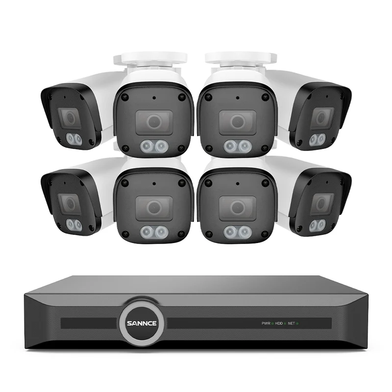 Système de sécurité PoE 5MP à 8 canaux, NVR 6MP, S+265, Détection d'humains et de véhicules, Lecture intelligente, Notification intelligente avec image jointe