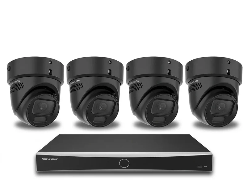 8-Kanaals AcuSense Camera Beveiligingspakket met 1x NVR en 4x 8MP Varifocale Turret camera | kleur zwart | 10% bundel korting