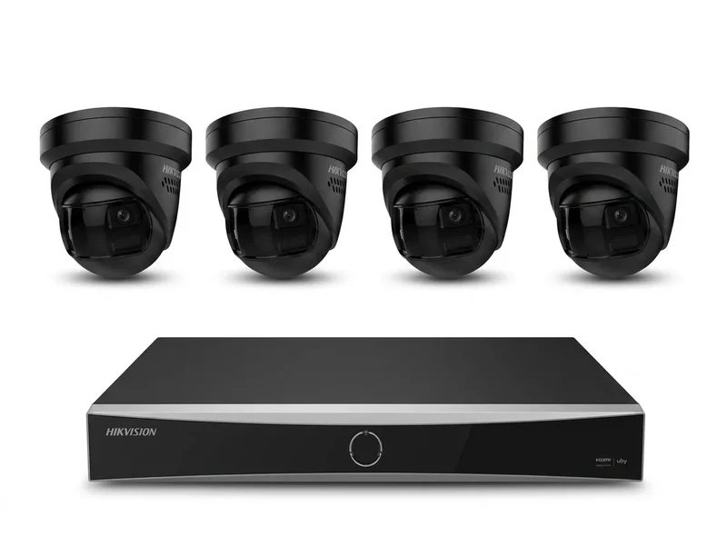 8-Kanaals AcuSense Camera Beveiligingspakket met 1x NVR en 4x 8MP 180° camera | kleur zwart | 10% bundel korting