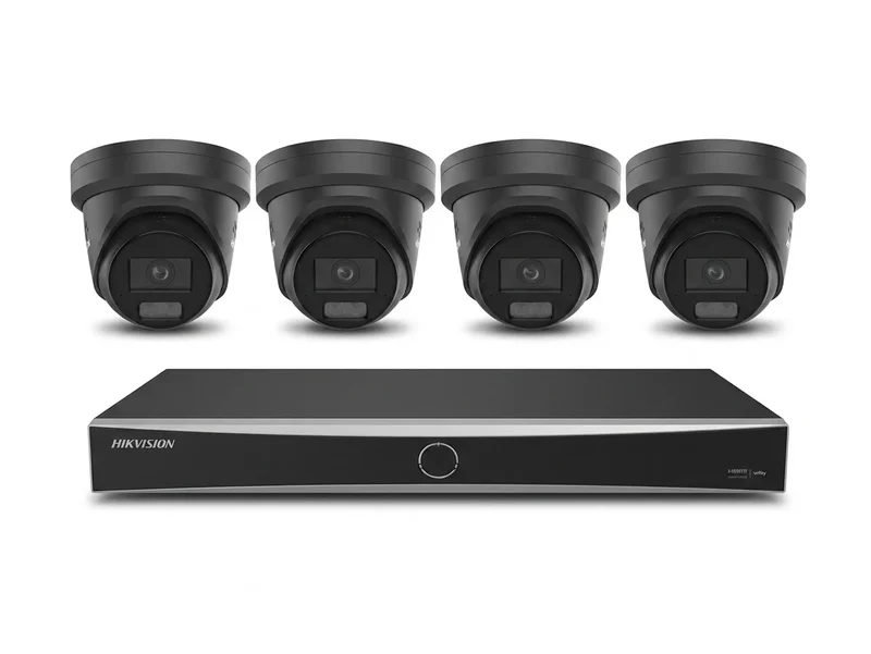 8-Kanaals AcuSense Camera Beveiligingspakket met 1x NVR en 4x 4MP Turret Camera 2.8mm lens | kleur zwart | 10% bundel korting