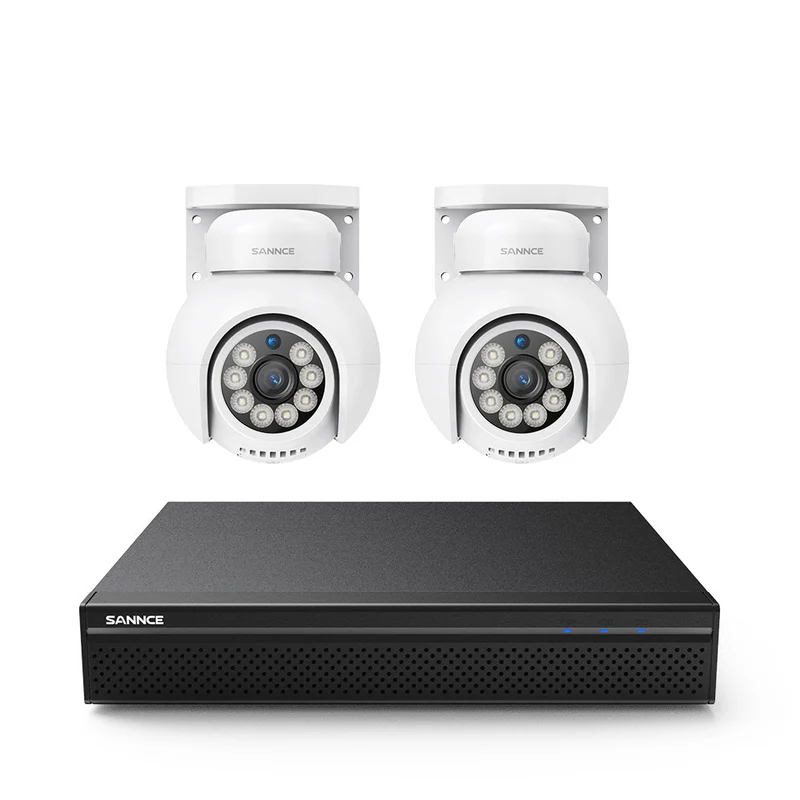 PoE PT 8 Canaux 4K Système de Caméra de Sécurité , 2 Caméras IP Panoramique et Inclinaison 8MP, Alertes Intelligentes Personne/Véhicule, Audio Bidirectionnel, Compatible ONVIF