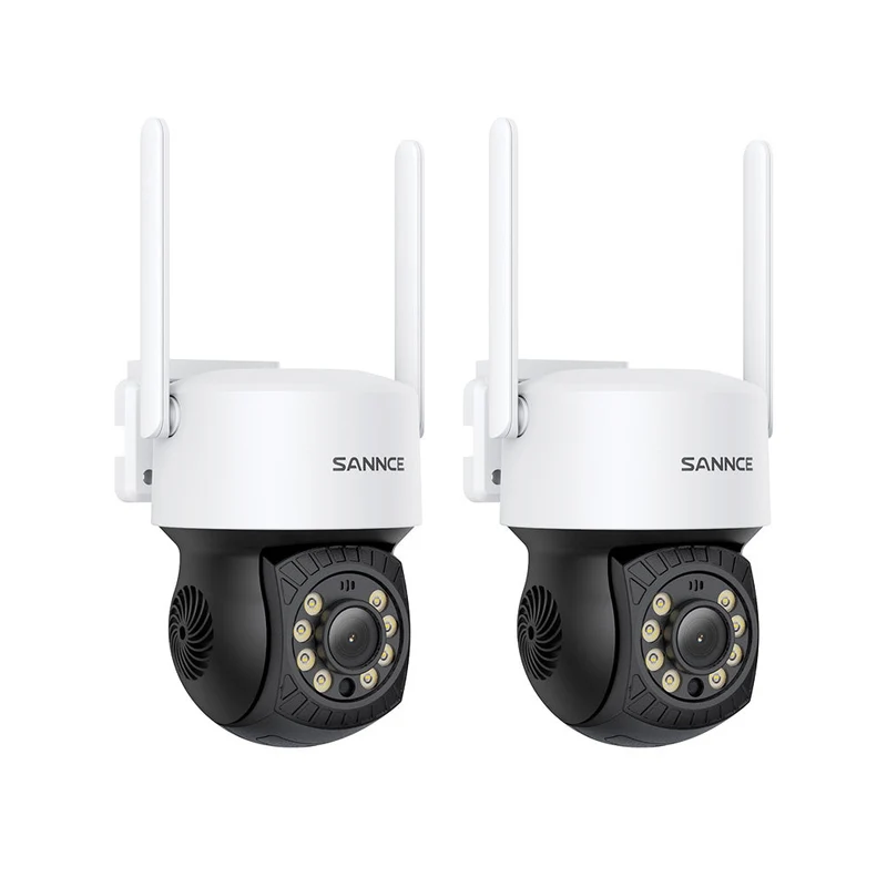 5MP PT Caméra de Sécurité Sans Fil , Panoramique & Inclinaison, 2 Caméras IP WiFi pour NVR SANNCE N48WHE/N98WHE, Détection Humaine AI, Compatible avec Alexa, Vision Nocturne de 100 pieds, Accès à Distance & Alertes Intelligentes de Mouvement