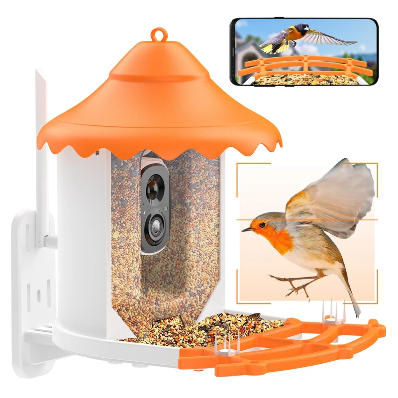 Caméra de Mangeoire à Oiseaux FHD 1080P Oiseaux Exterieur, Caméra d'oiseaux, AI Reconnaissance des Espèces d'Oiseau, Caméra WiFi à Batterie, Capture Automatique des Images/Vidéos, IP65 Etanche (Birdfy Feeder)