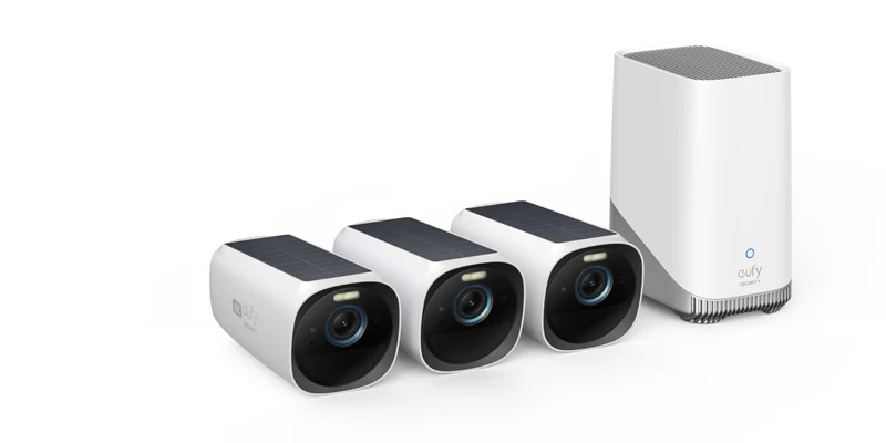 Eufy EufyCam 3 | 4K | Zonnepaneel | 1 Jaar Batterij | Gezichtsherkenning | Set 3 Camera's + Homebase 3